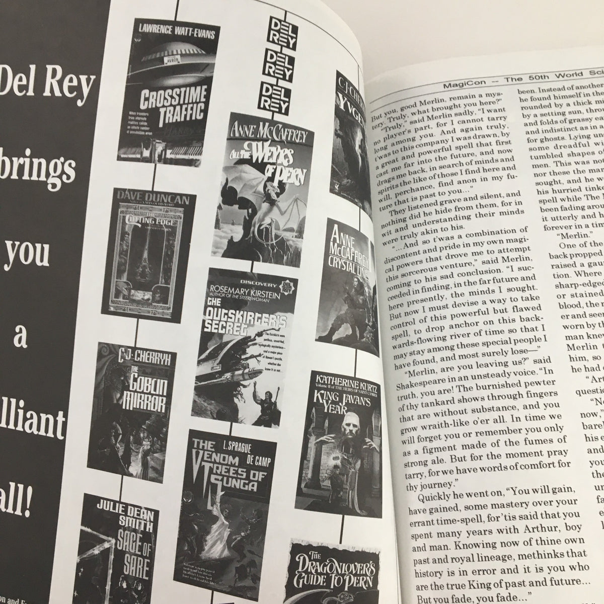 Book covers displayed in an advertisement including titles by various authors, featured at MagiCon September 1992 The 50th World Science Fiction Convention.