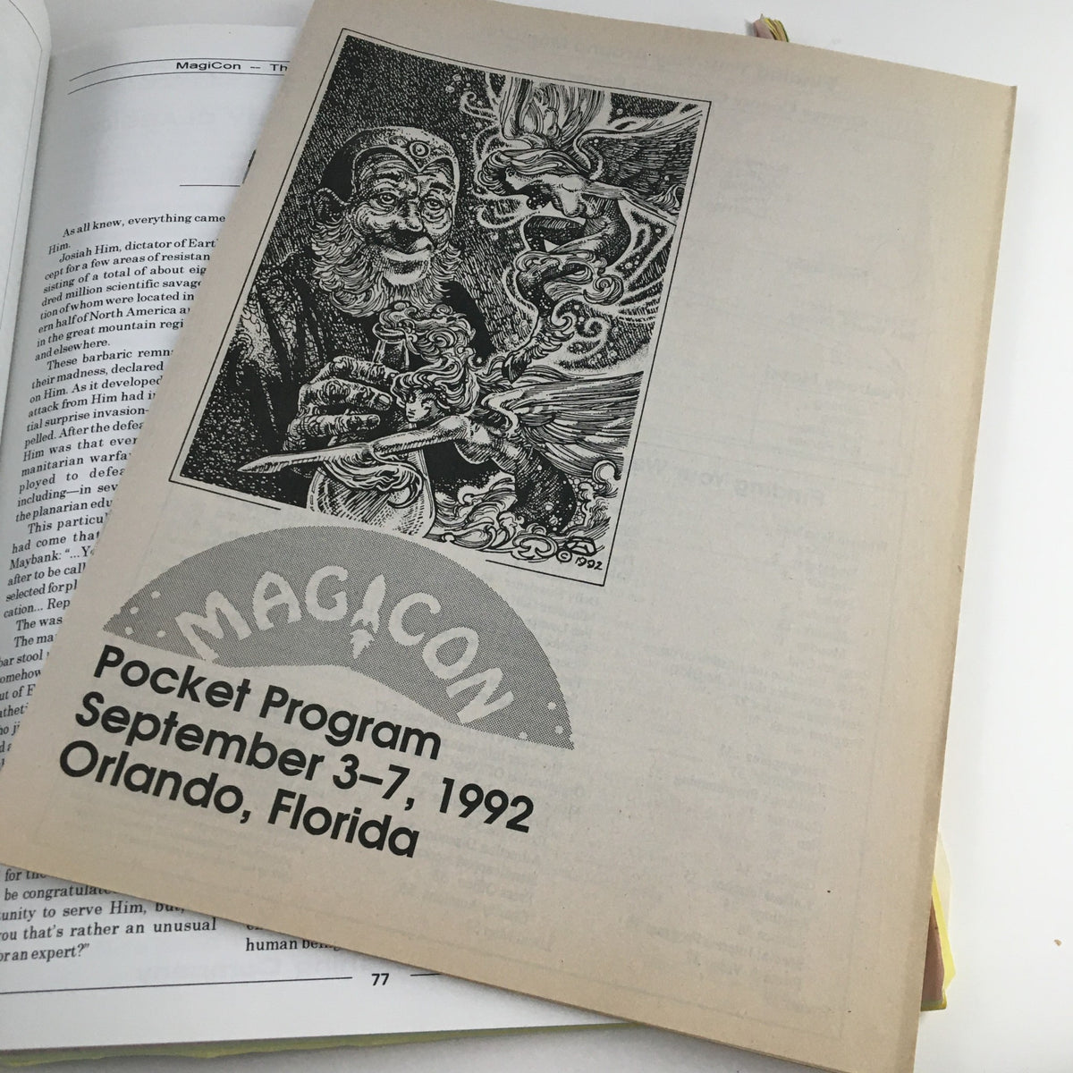 Cover of the Pocket Program for MagiCon September 3-7, 1992, held in Orlando, Florida, showcasing the event logo.