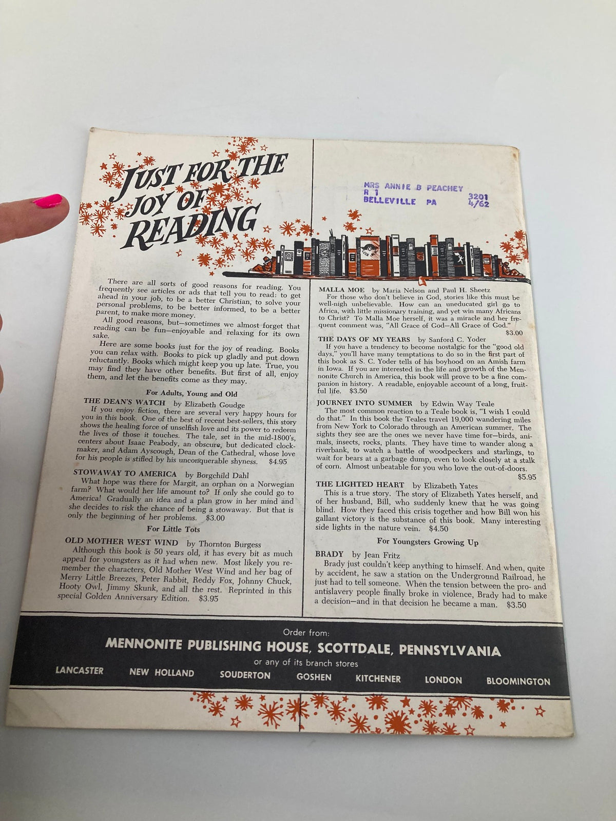 Back cover of VTG Christian Living Magazine June 1961 with promotional content for reading material and book recommendations.