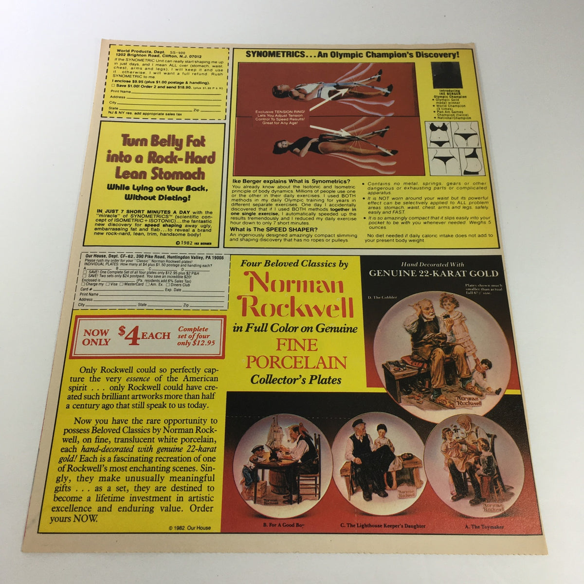 Reverse side of the 1983 Schick Super II Blades advertisement featuring other products and advertisements from that era.