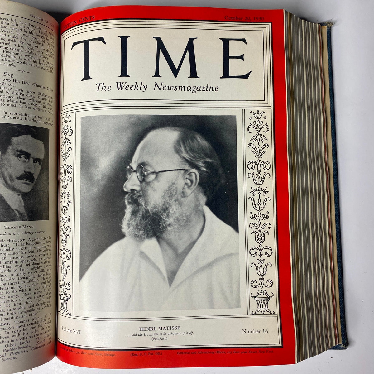 Time Magazine cover portraying Henri Matisse, published on October 20, 1930, capturing key moments from the Great Depression.