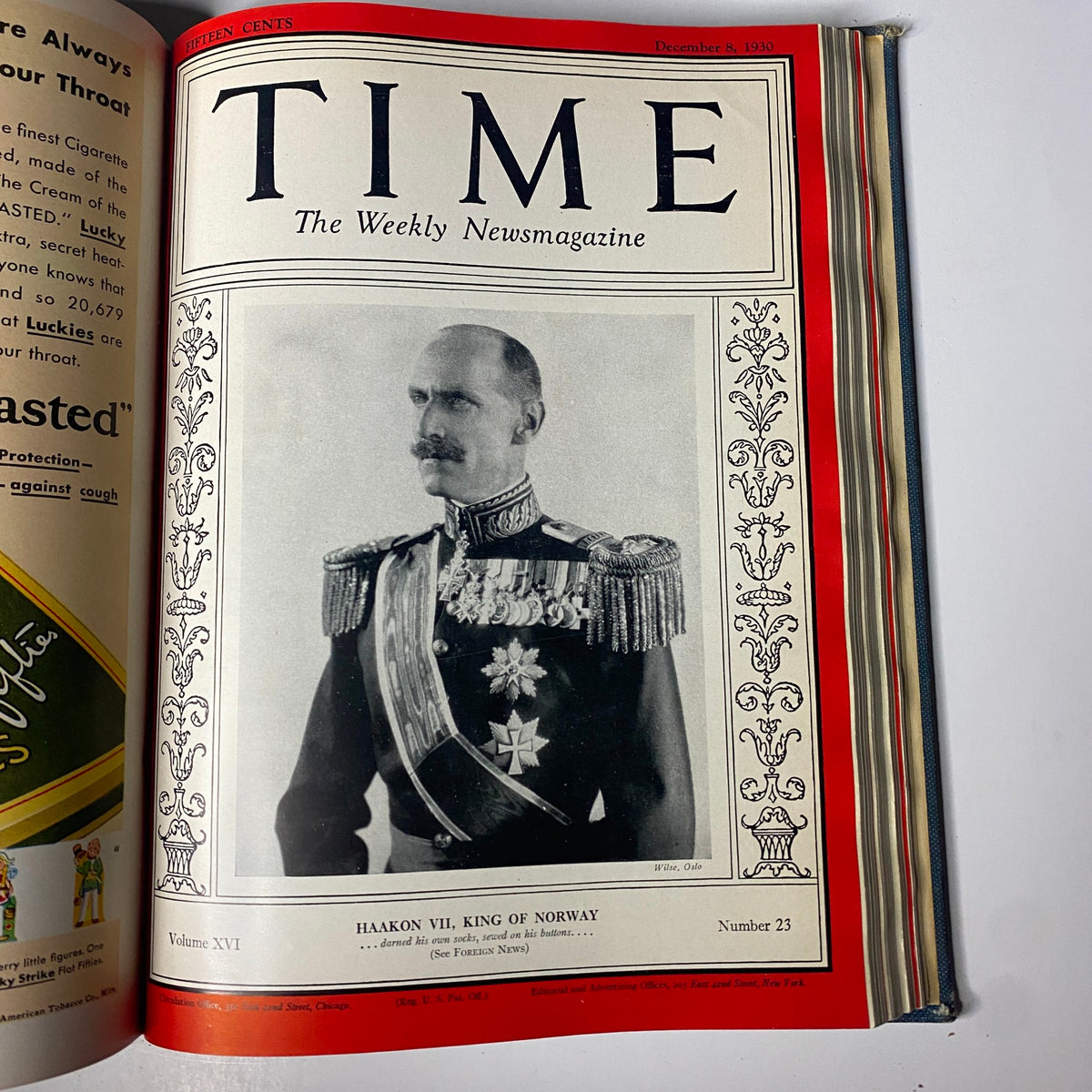 Cover of Time Magazine dated December 8, 1930, featuring Haakon VII, King of Norway, with a historical context relevant to the Time Magazine Bound Weekly collection from July to December 1930.