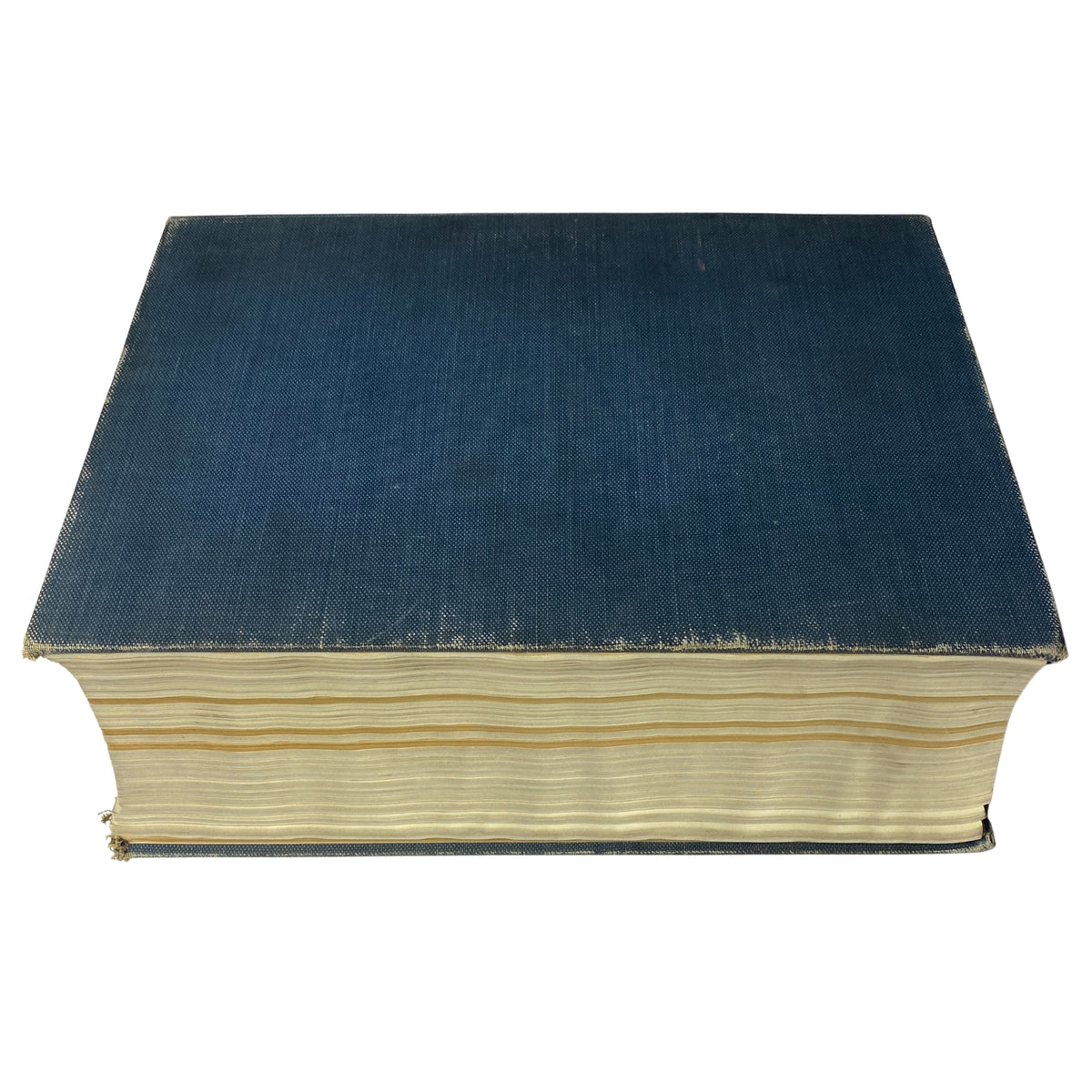 Top angle of the bound Time Magazine volume, highlighting its blue cover and layered pages from July 7, 1930 to December 29, 1930.