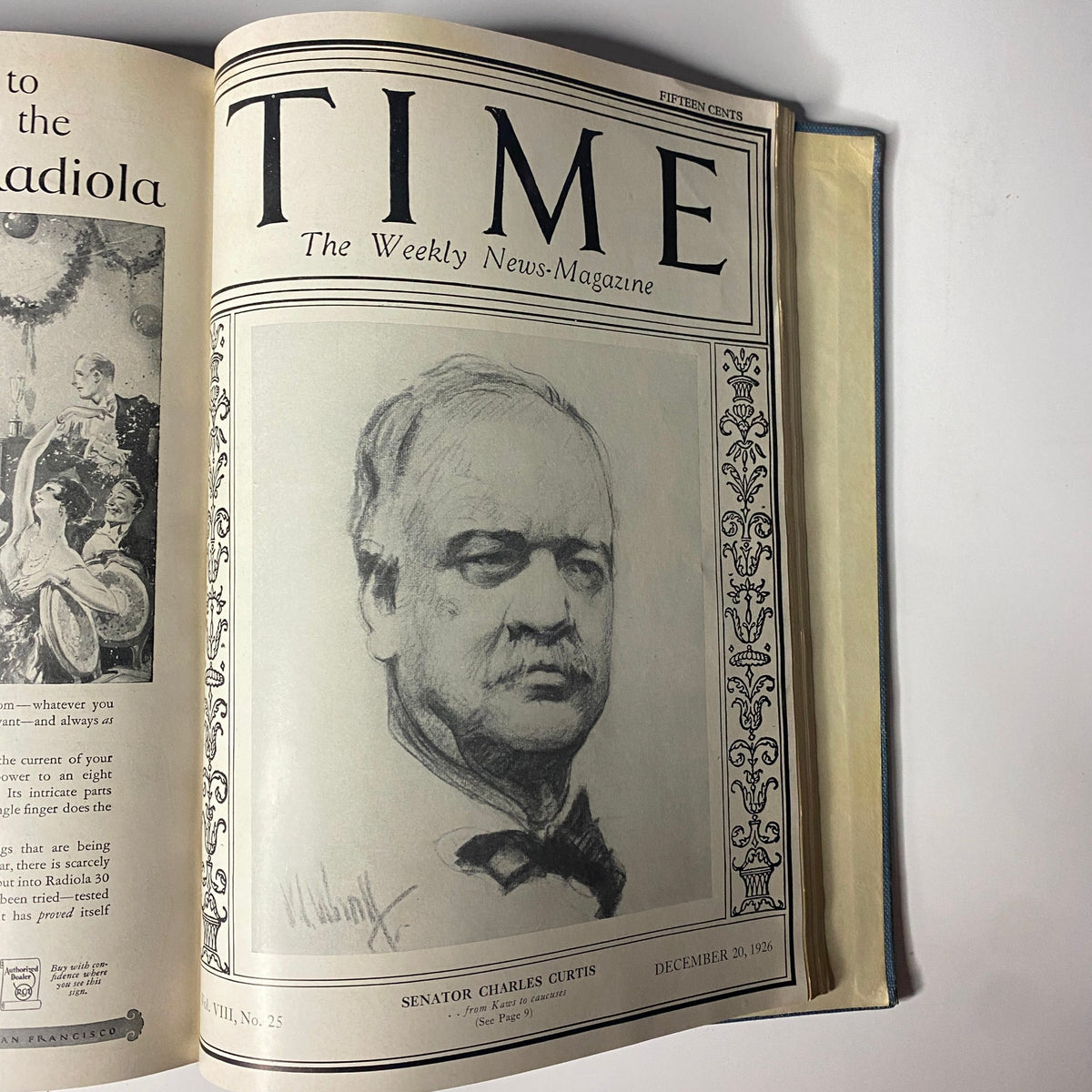 Time Magazine cover featuring Senator Charles Curtis from December 20, 1926, included in the Time Bound Weekly Magazine – July to December 1926.
