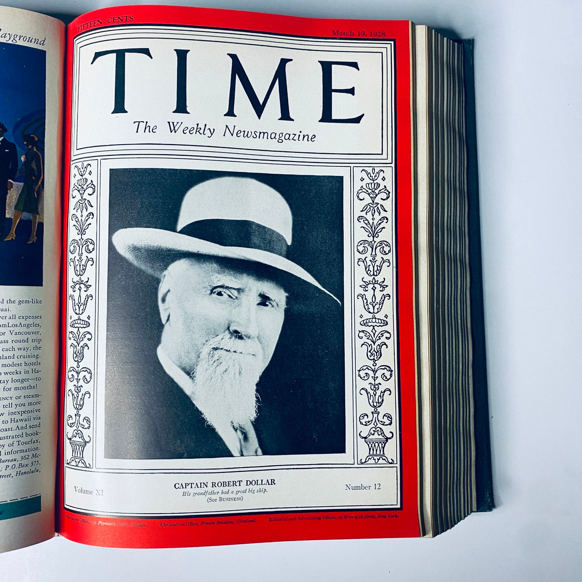 Time Magazine cover depicting Captain Robert Dollar, dated March 19, 1928, as part of the Time Magazine Bound Weekly covering historical events from early 1928.