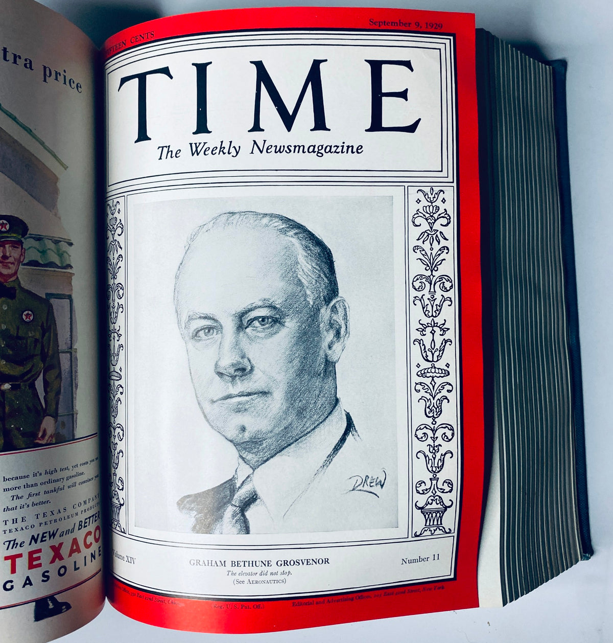 Cover of Time Magazine dated September 9, 1929, showcasing Graham Bethune Grosvenor, highlighting influential figures during a critical period leading up to the Great Depression.