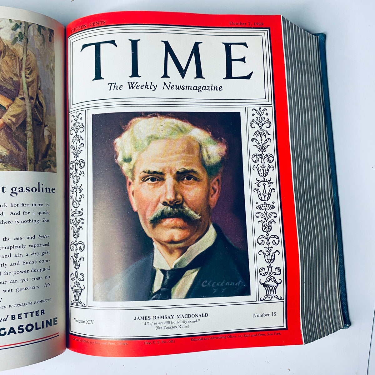 Cover of Time Magazine featuring James Ramsay MacDonald, published on October 7, 1929, from the bound collection July 1 to December 30, 1929.