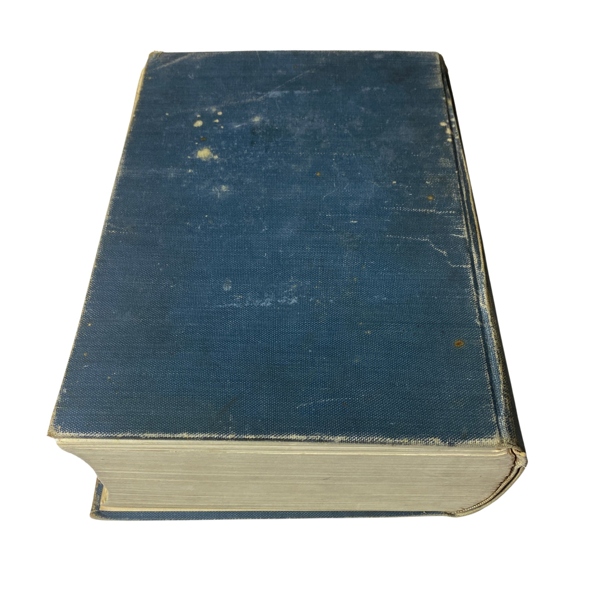 Side view of the Time Magazine Bound Weekly January 6, 1930 - June 30, 1930 showing its spine and blue cover with wear.