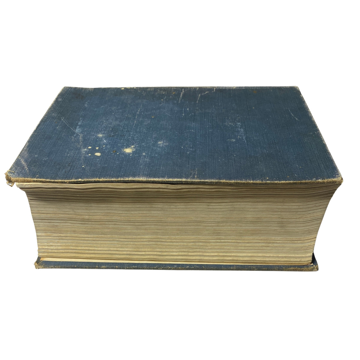 Top view of Time Magazine Bound Weekly January 6, 1930 - June 30, 1930 displaying a slightly weathered blue cover and edges.