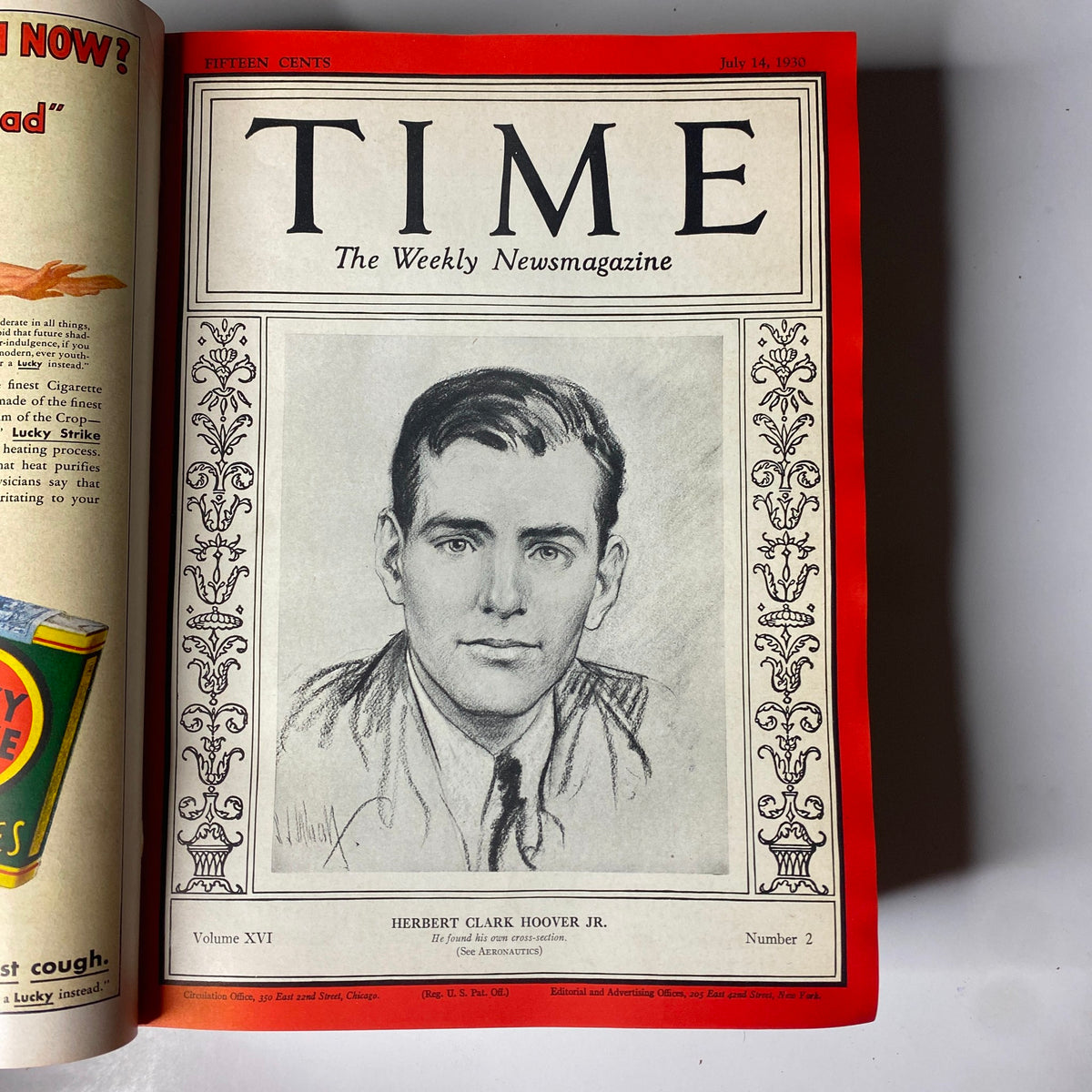 Cover of Time Magazine Bound Weekly, July 14, 1930, showcasing Herbert Clark Hoover Jr. This issue provides insight into early 20th-century journalism.