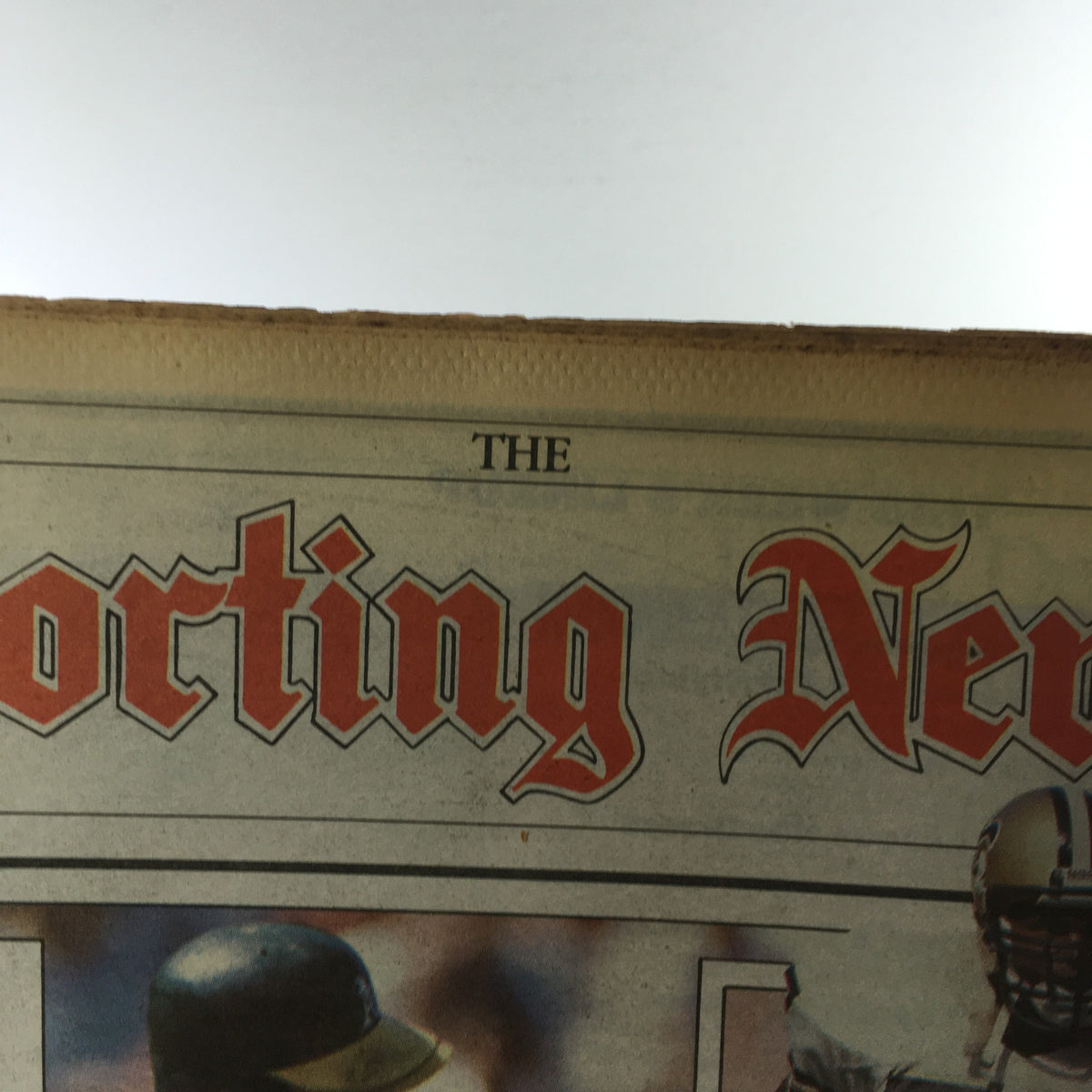 Detail of the masthead from The Sporting News August 18 1986 showcasing the title and vintage design style of the publication.