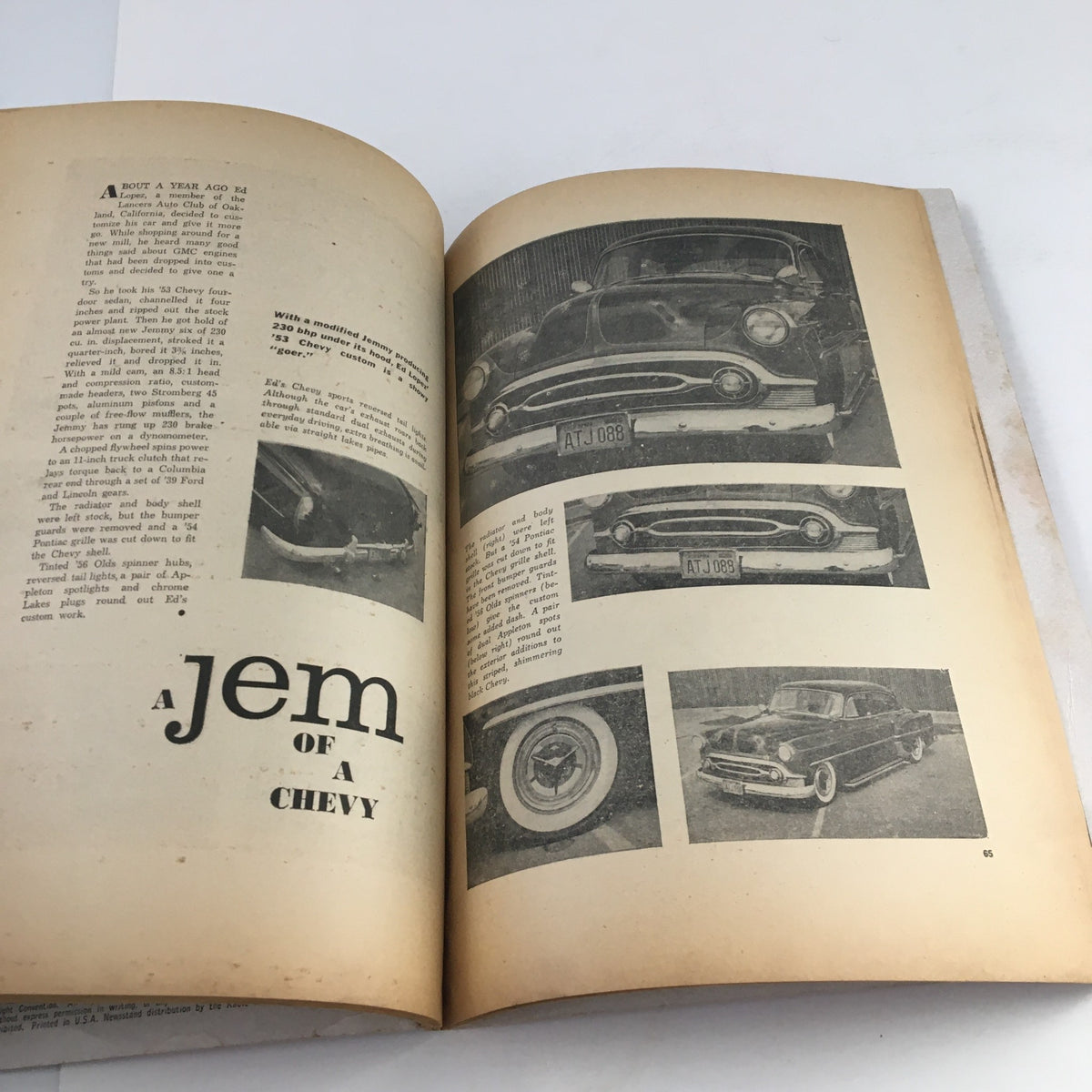 Interior pages of the Rod Builder Annual Fall 1959 Edition showcasing a featured article titled A Jem of a Chevy with photographs.