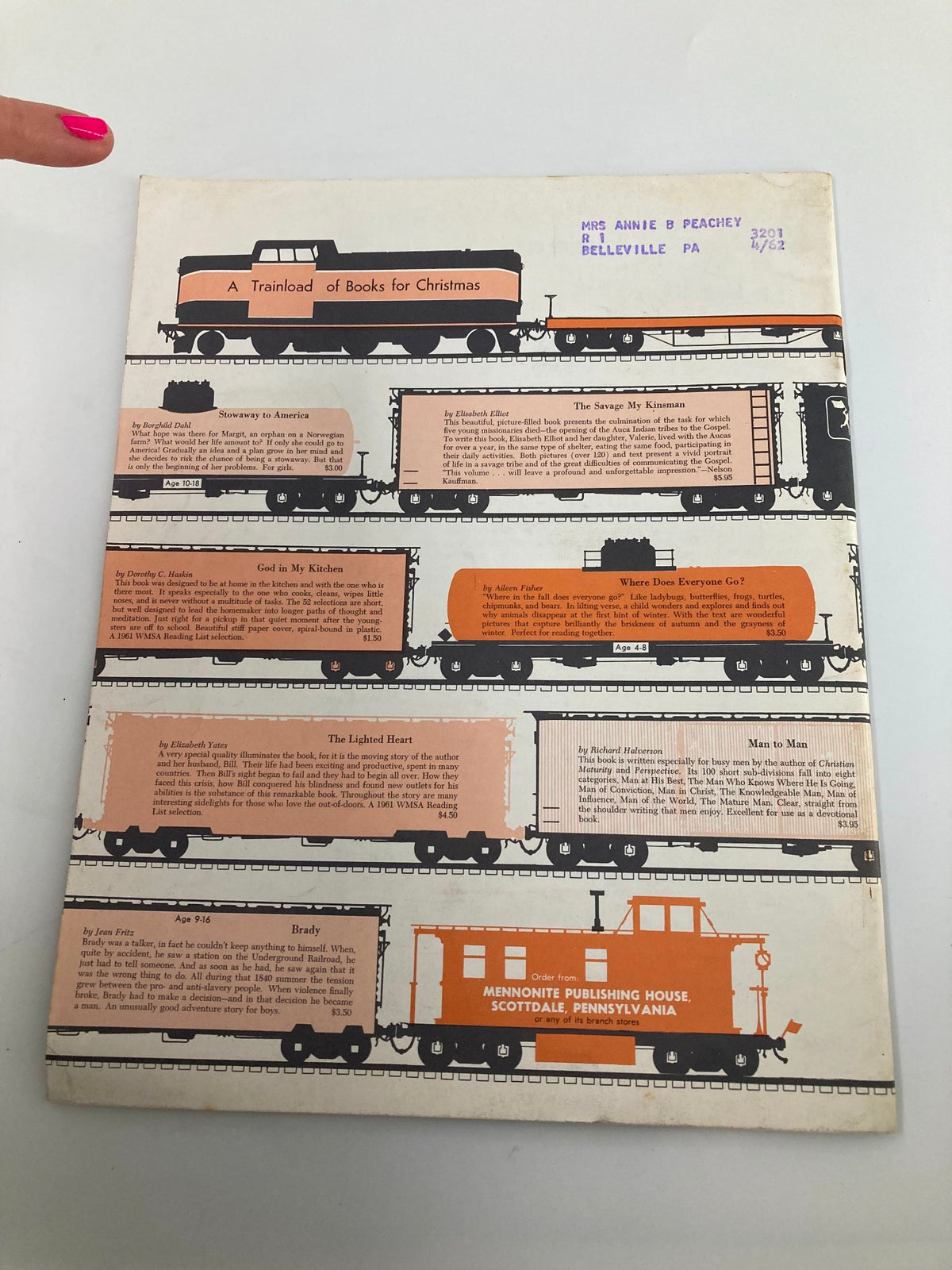 Back cover of the VTG Christian Living Magazine November 1961 displaying a promotional layout for children's books, illustrating the magazine's aim to foster reading and learning within the Christian community.