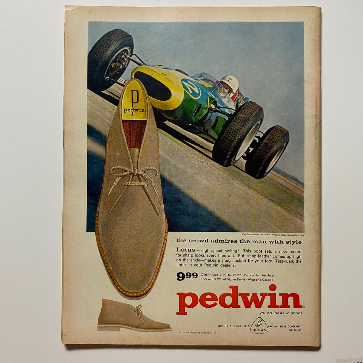 VTG Hot Rod Magazine September 1964 featuring Big John's 150-MPH Record Coupe, showcasing a vintage advertisement for Pedwin shoes with a racing car in the background.