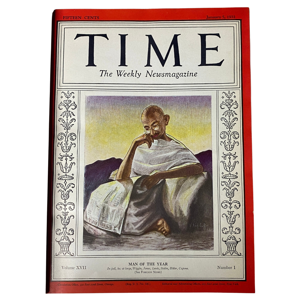 Time Magazine dated January 5, 1931, featuring Mahatma Gandhi as 'Man of the Year' on the cover.