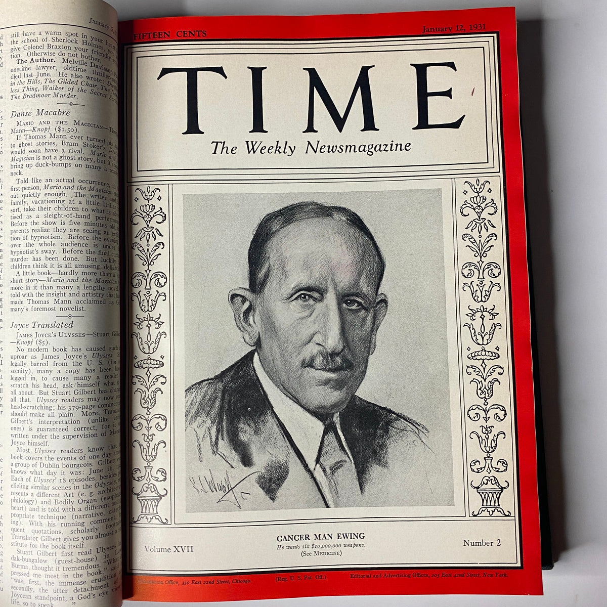 Cover page of the January 12, 1931 issue of Time Magazine featuring the portrait of 'Cancer Man Ewing'. This image represents an important figure during that era, highlighting the magazine's influence in chronicling historical personalities.