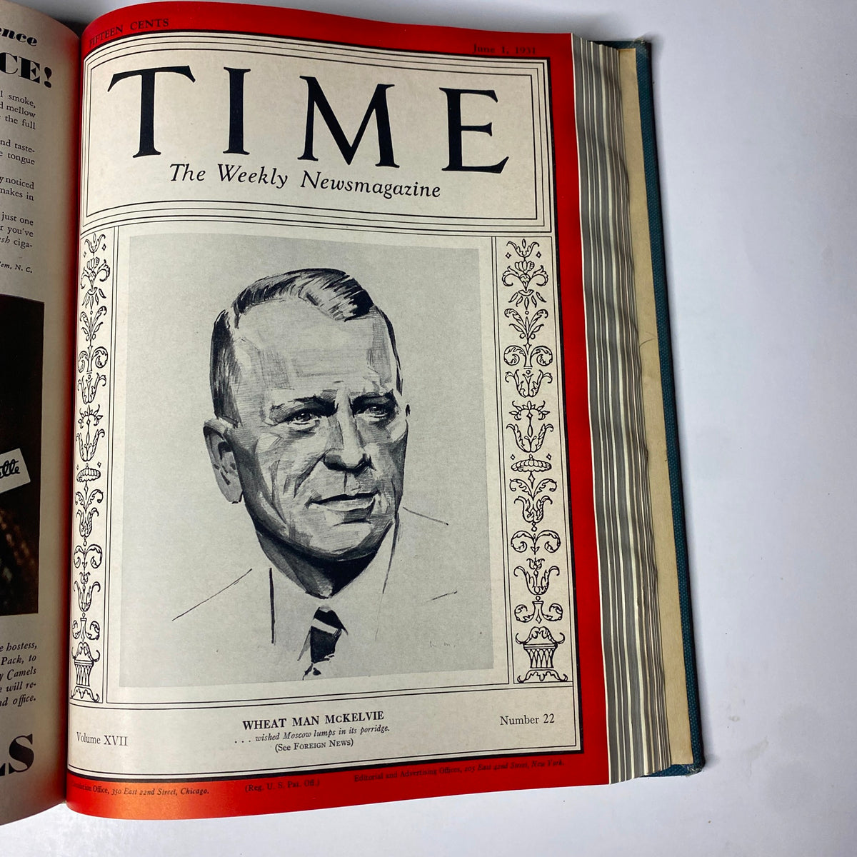 Front cover of Time Magazine dated June 1, 1931, featuring Wheat Man McKelvie, part of the Time Magazine Library Bound April 6-June 29, 1931 edition.