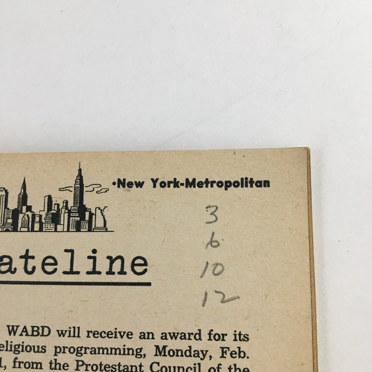 Back cover of TV Guide Magazine February 12 1955, featuring New York-Metropolitan area programming information with illustrative skyline.