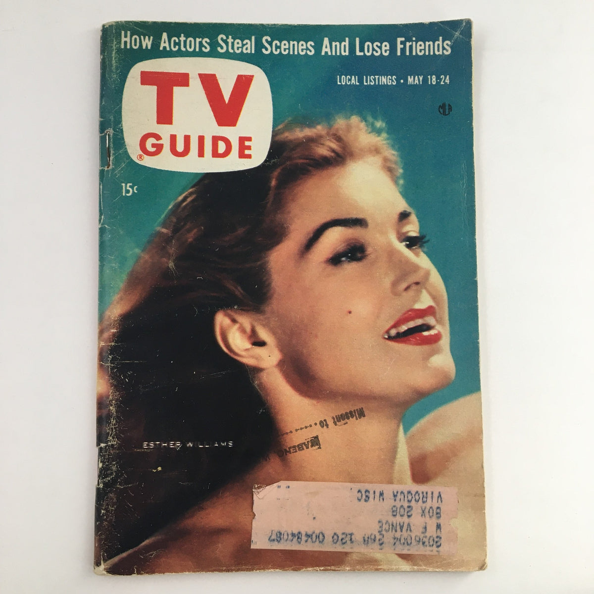 Cover of TV Guide Magazine May 18 1957 featuring Esther Williams, showcasing the tagline 'How Actors Steal Scenes And Lose Friends' and local listings.