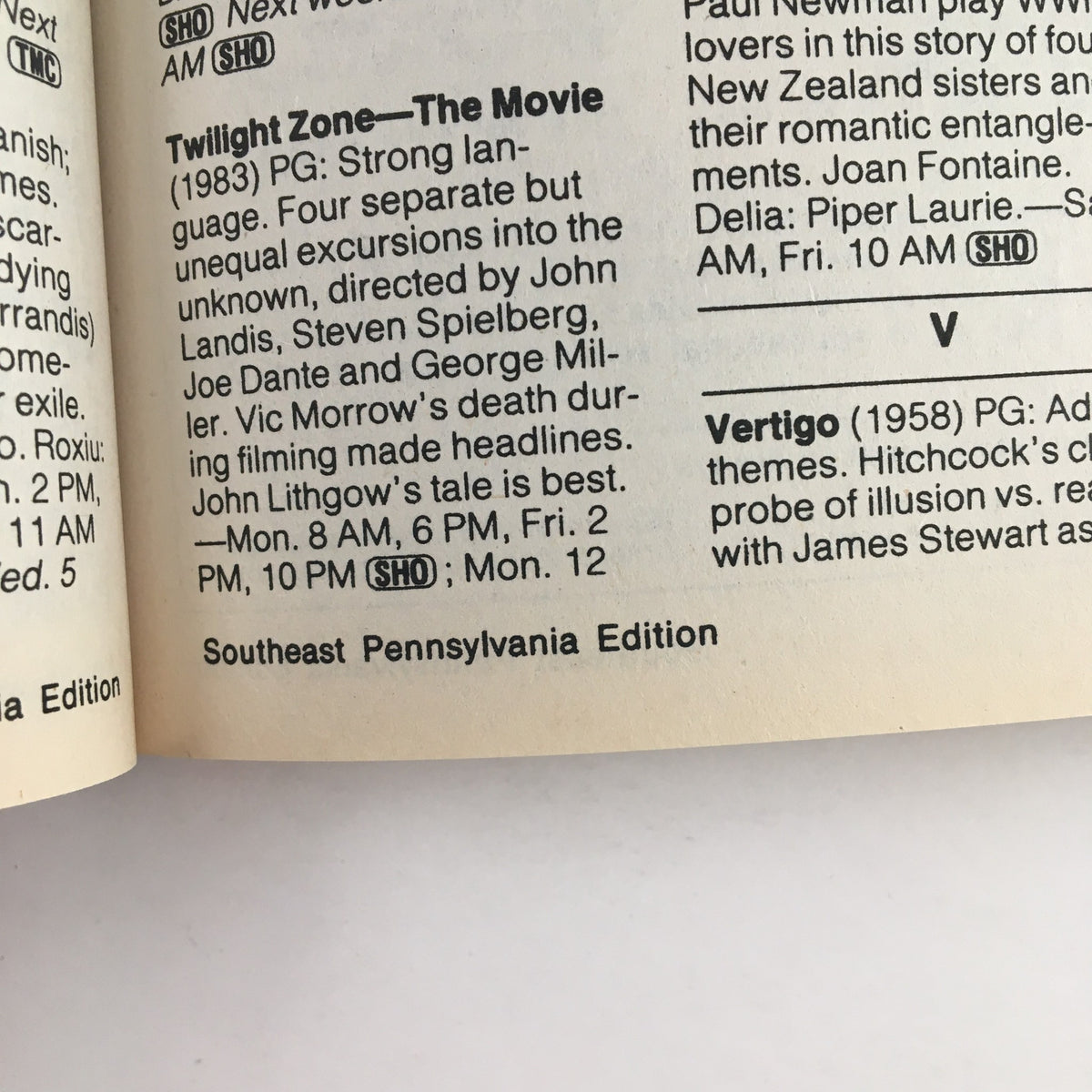 TV Guide Magazine March 16 1985 Southeast Pennsylvania edition, featuring a listing for movies like Twilight Zone and Vertigo, highlighting local programming.