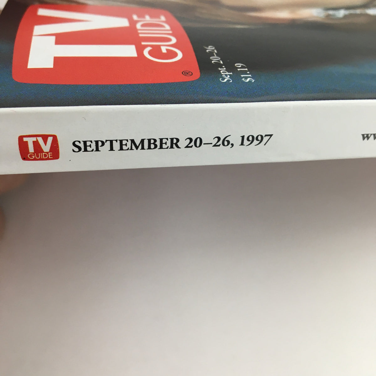 Side view of TV Guide Magazine from September 20-26, 1997 featuring Princess Diana on the cover, highlighting its collectible nature and vintage appeal.