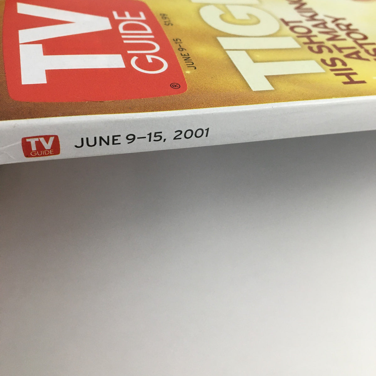 Spine view of TV Guide Magazine from June 9-15, 2001, displaying the title and publication date, underlining the magazine's collectible nature.