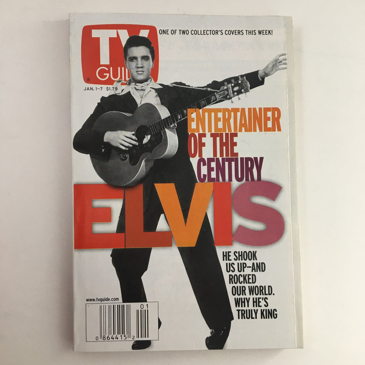 TV Guide Magazine January 1 2000 featuring Elvis Presley on the cover, labeled as 'Entertainer of the Century'. A vintage magazine showcasing the King of Rock 'n' Roll.
