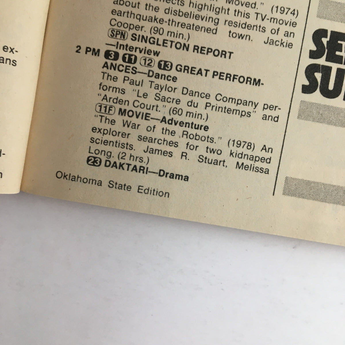 Page from TV Guide Magazine April 17 1982 featuring local program listings for Oklahoma State and movie schedules.