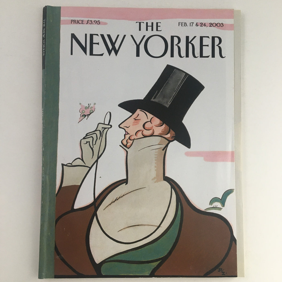 The New Yorker Full Magazine February 17 2003 cover featuring an illustration of a man in a top hat with a monocle, titled 'Mrs. Simpson's Other Man' by Rea Irvin.
