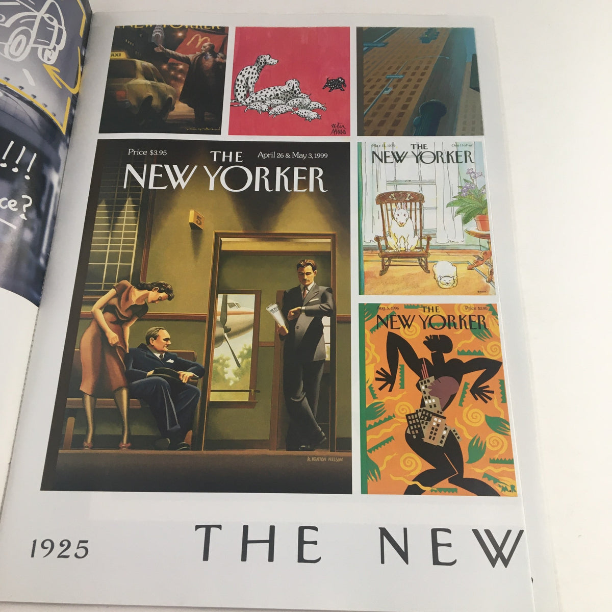 Interior page of The New Yorker Magazine showcasing various vintage covers, including a depiction from April 26 - May 9, 1929, tying back to the themes present in Cover Stories Love and Romance.