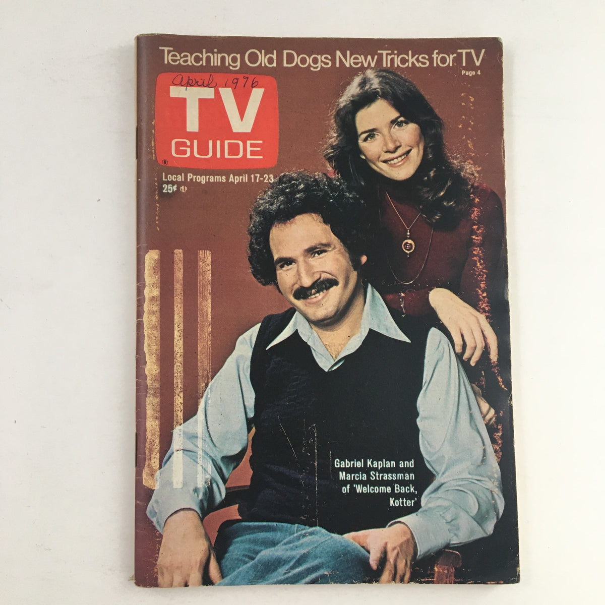 TV Guide Magazine April 17 1976 featuring Gabriel Kaplan and Marcia Strassman on the cover, showcasing vintage television culture.