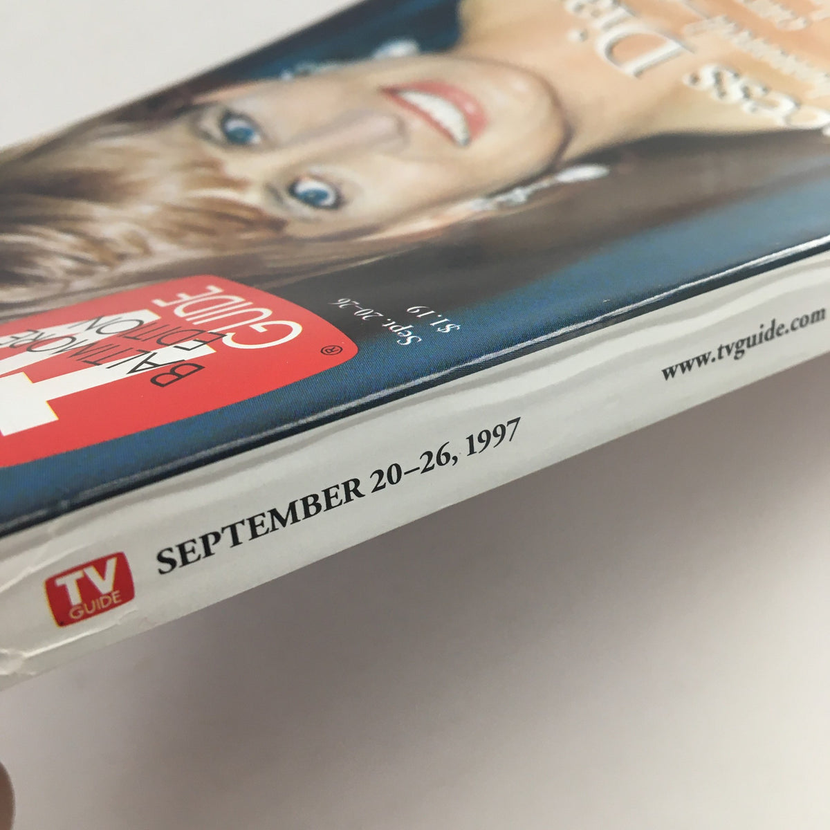 Side view of the TV Guide Magazine September 20-26, 1997 edition with Princess Diana on the cover, showcasing the publication details.