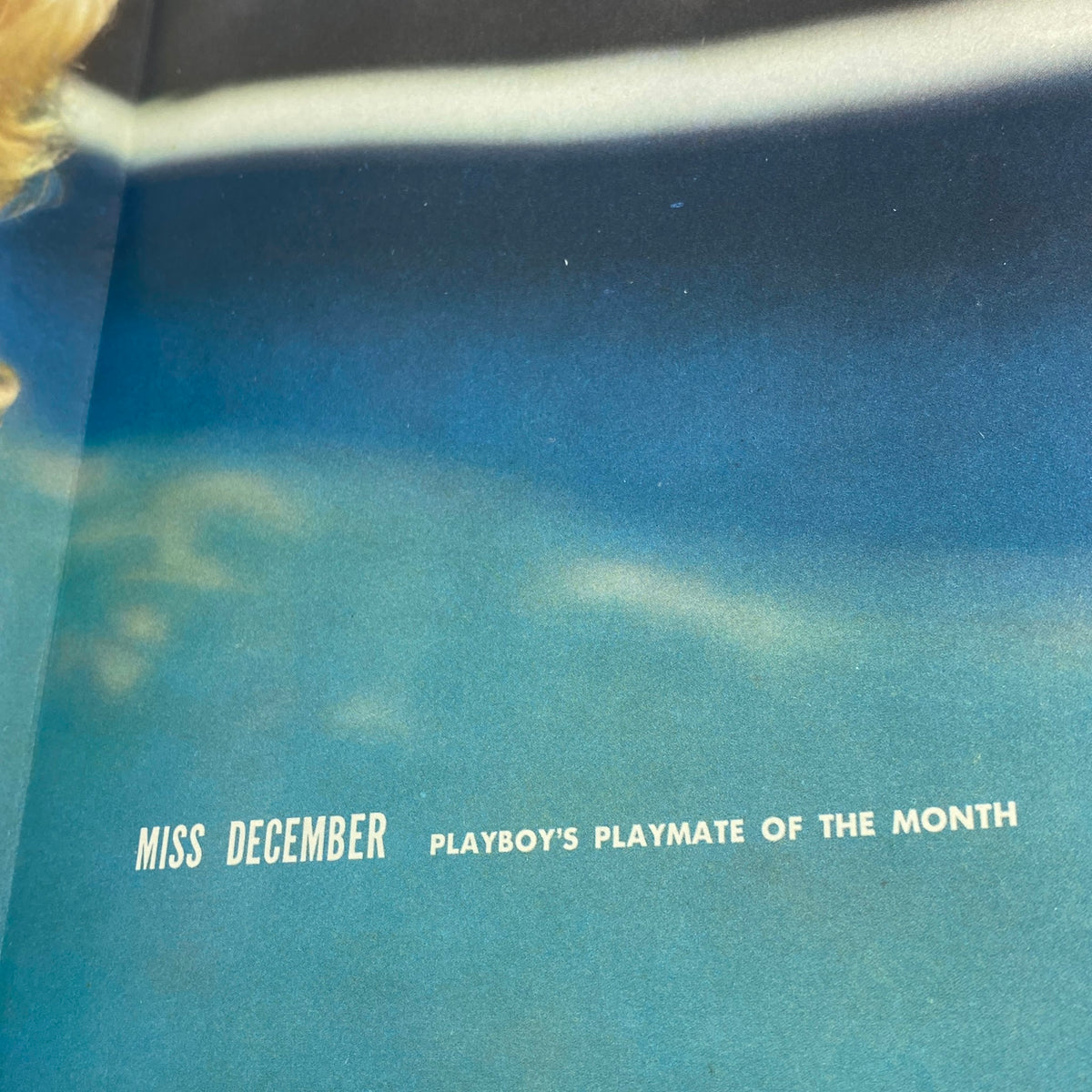 Inside page of VTG Playboy Magazine December 1956 highlighting 'Miss December' as Playboy's Playmate of the Month.