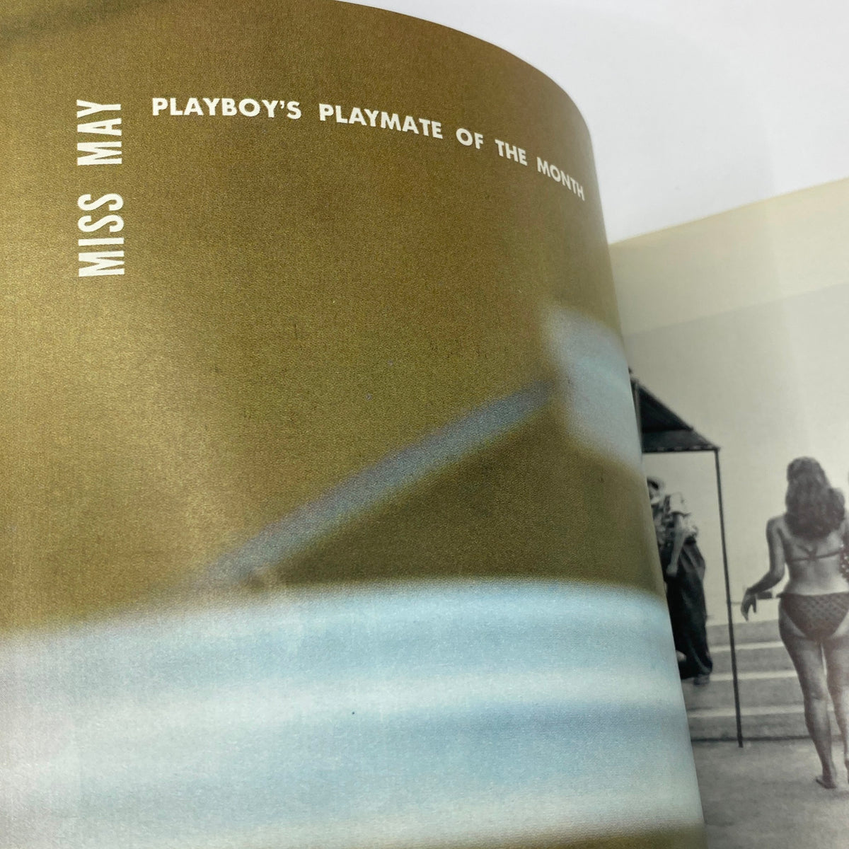Inside page of VTG Playboy Magazine May 1959 displaying the title 'Miss May' for Playmate of the Month, featuring a retro design.
