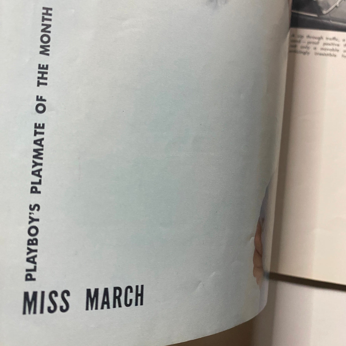 Close-up image of the Playboy magazine page featuring Miss March, part of the VTG Playboy Magazine March 1959 which includes Audrey Daston as the centerfold.