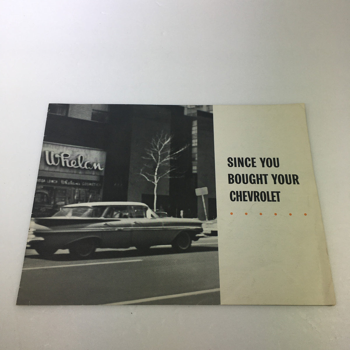 Vintage 1963 Ford Super Torque 4 Series Car Auto Brochure Catalog cover featuring a classic Chevrolet vehicle and urban backdrop.