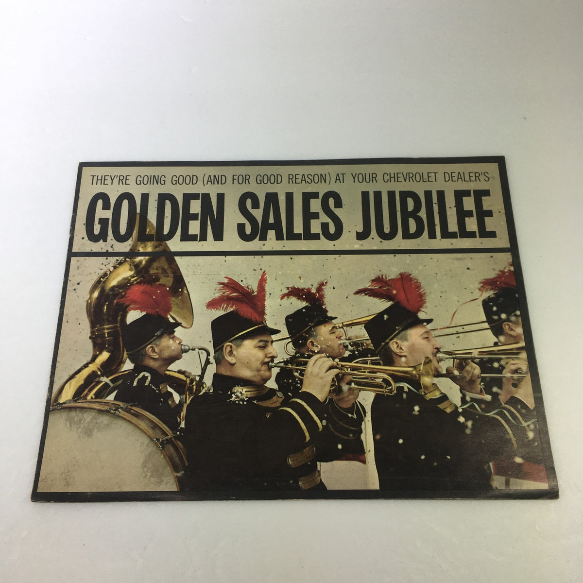 VTG 1962 Chevrolet Corvair Monza Convertible Car Auto Brochure Catalog featuring a group of musicians in uniform with brass instruments during a sales event.