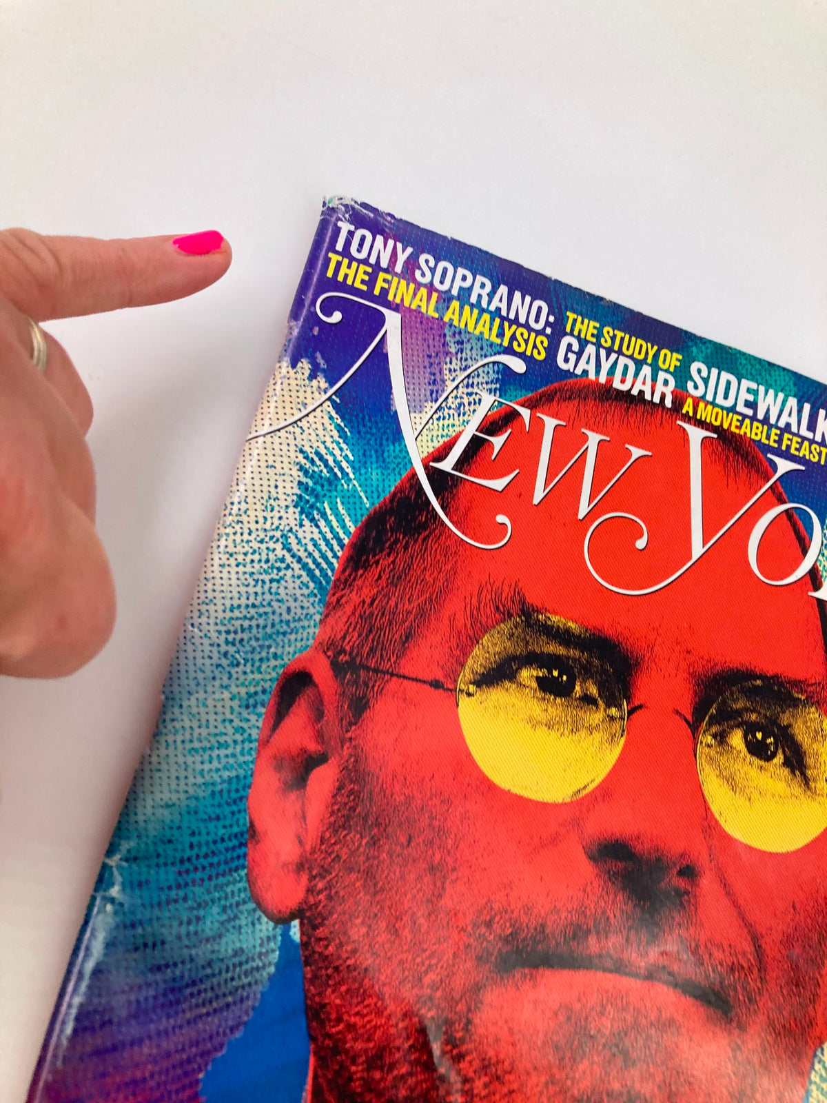 Close-up of New York Magazine cover from June 25, 2007, featuring Steve Jobs with vibrant colors and the title 'The Mighty Steve Jobs: Due For A Fall?'.