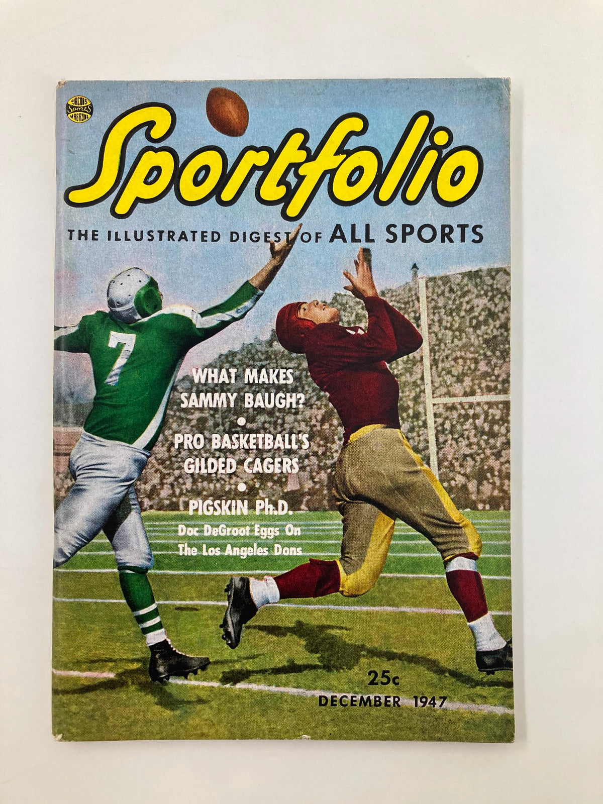 Vintage Sportfolio Magazine December 1947 Sammy Baugh, Doc DeGroot No Label