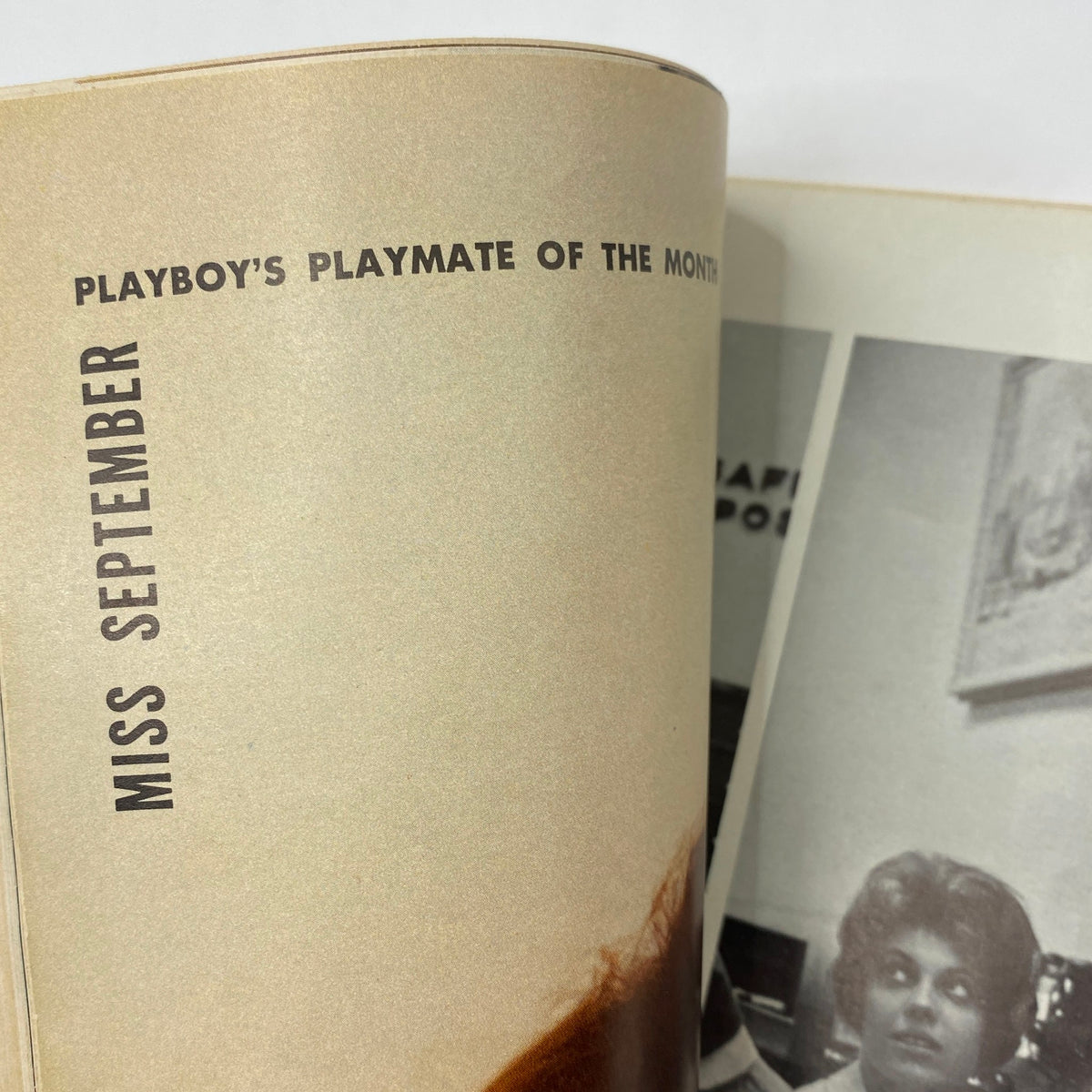 Inside page of VTG Playboy Magazine September 1961 highlighting Miss September Playmate feature, with elegant typography and vintage photography.