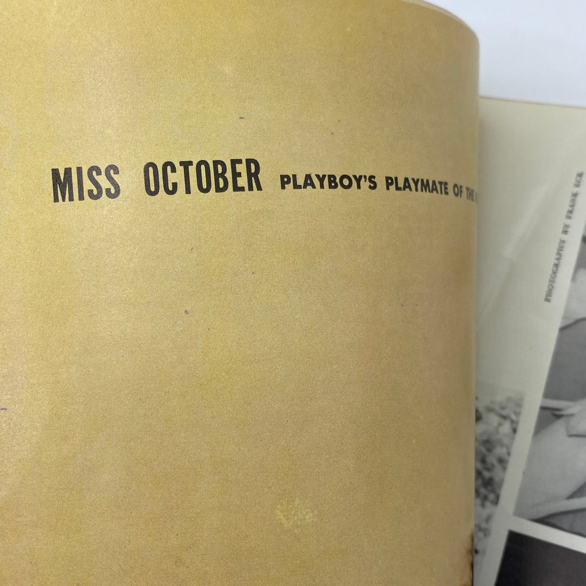 Interior page of VTG Playboy Magazine October 1959, featuring 'Miss October' highlighting Playboy's Playmate of the Month, a nostalgic piece for enthusiasts.