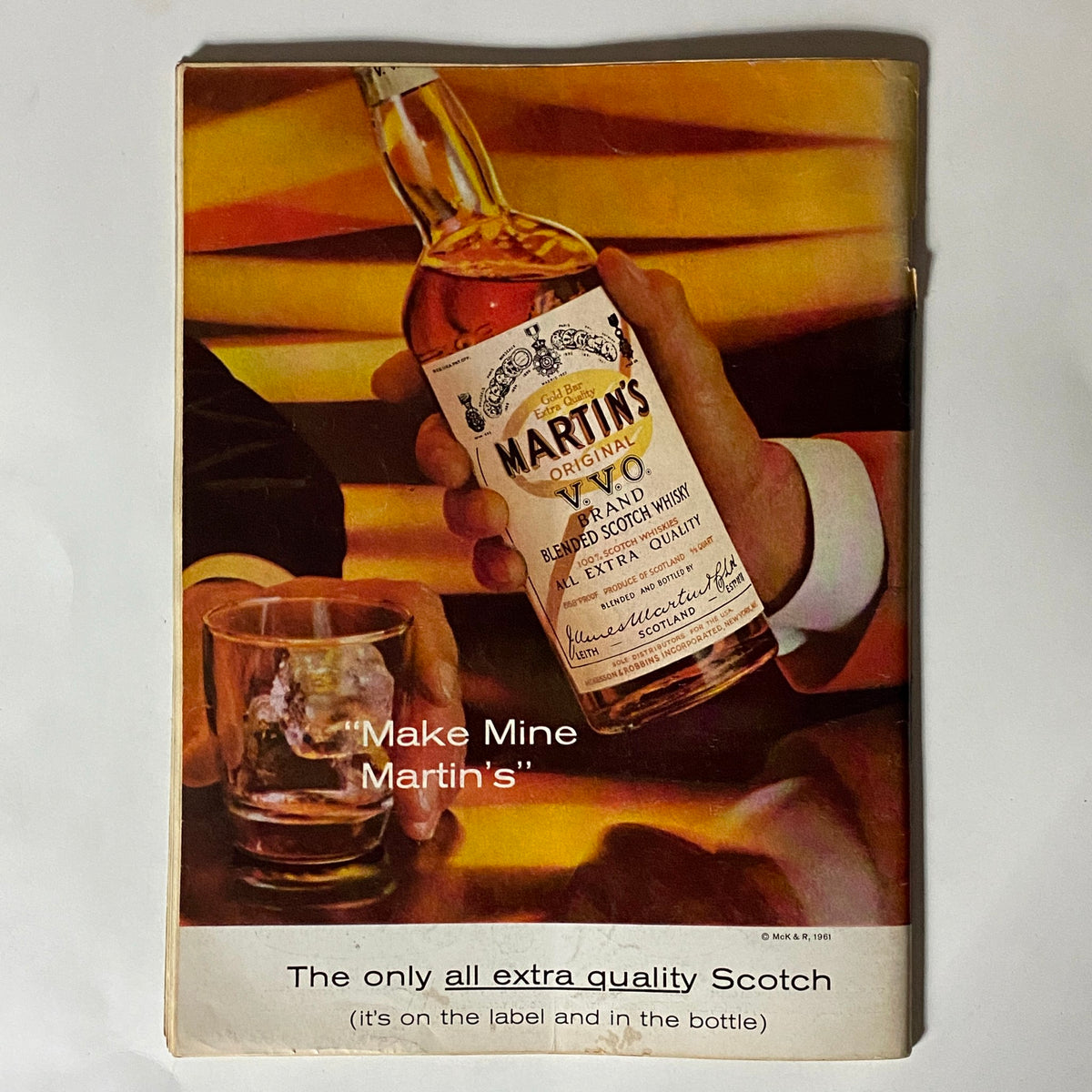 Advertisement page from VTG Playboy Magazine July 1962 featuring a whisky ad for Martin's with a vintage aesthetic.