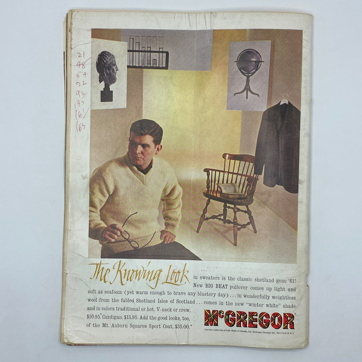 VTG Playboy Magazine October 1961, back cover showing vintage advertising and a classic photo shoot style.