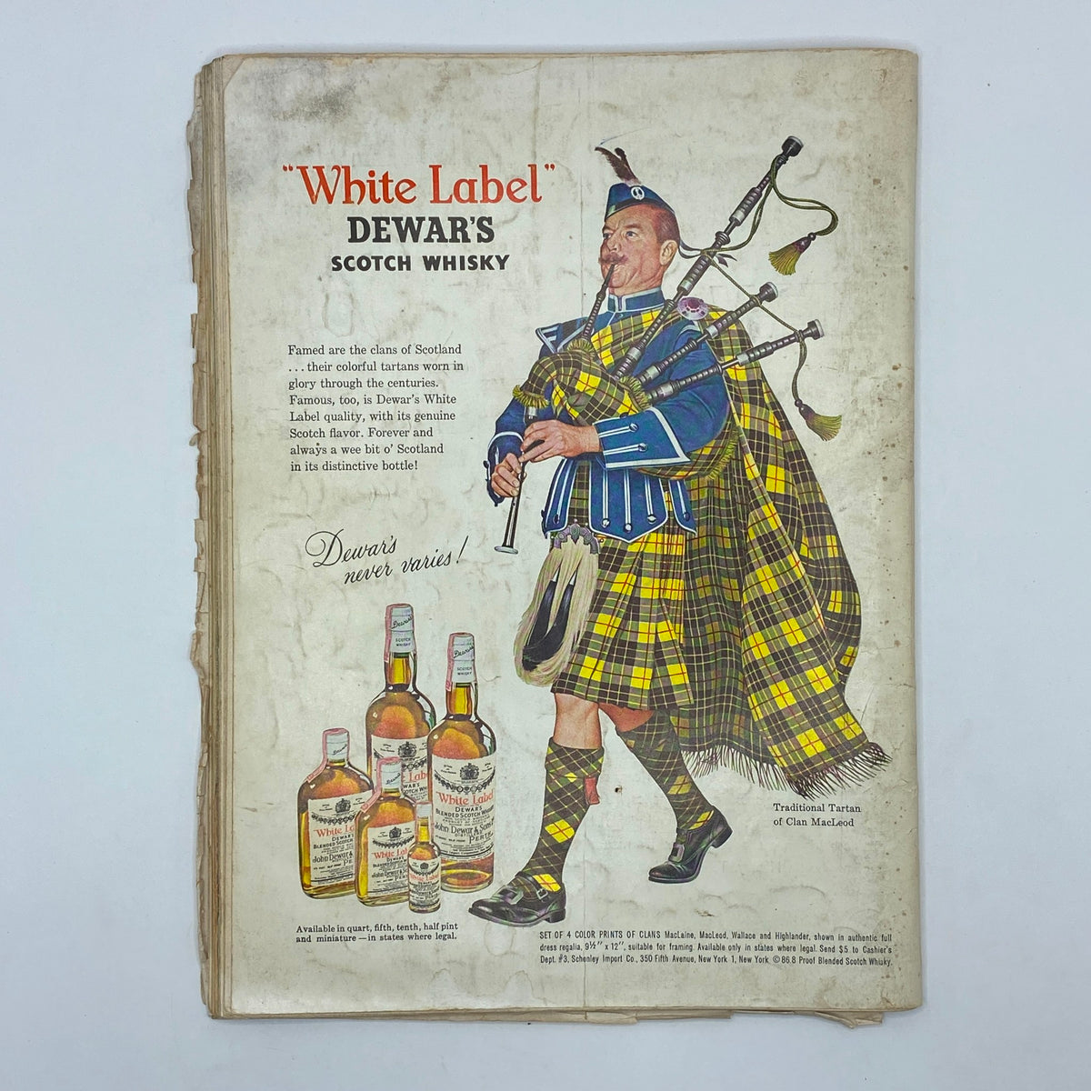 Vintage advertisement for Dewar's Scotch Whisky from the VTG Playboy Magazine August 1961, depicting a Scotsman in traditional attire.