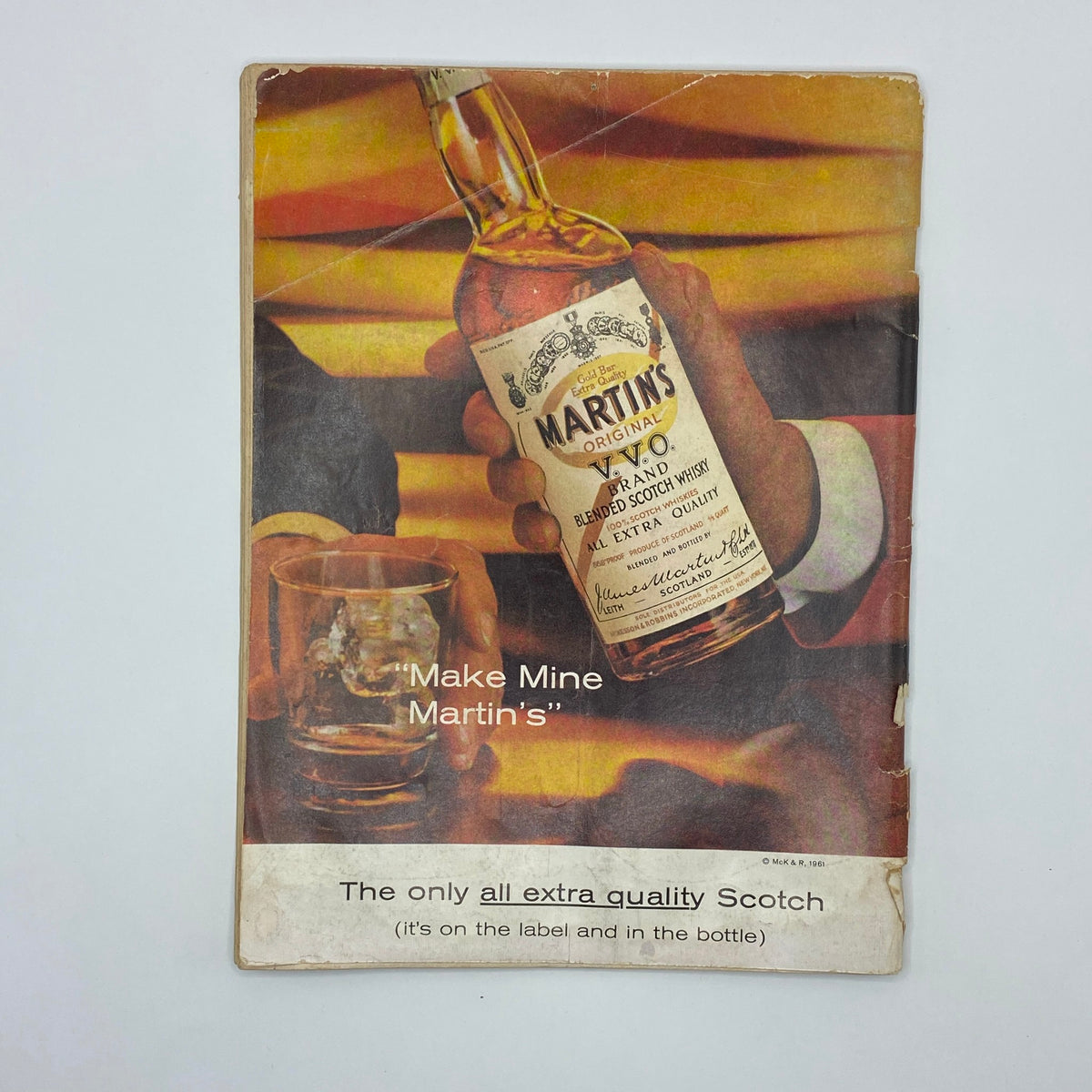 Back cover of VTG Playboy Magazine July 1962 featuring an advertisement for Martin's Scotch whiskey.