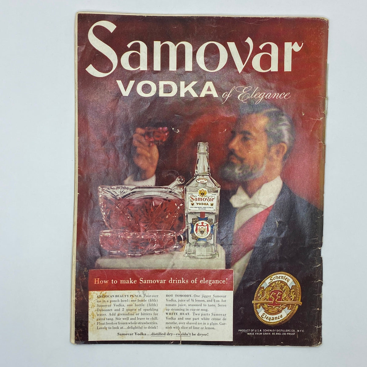 Advertisement page from Playboy Magazine February 1958 featuring Samovar Vodka with historical context and elegant presentation. This image includes details about cocktail recipes and drinks.
