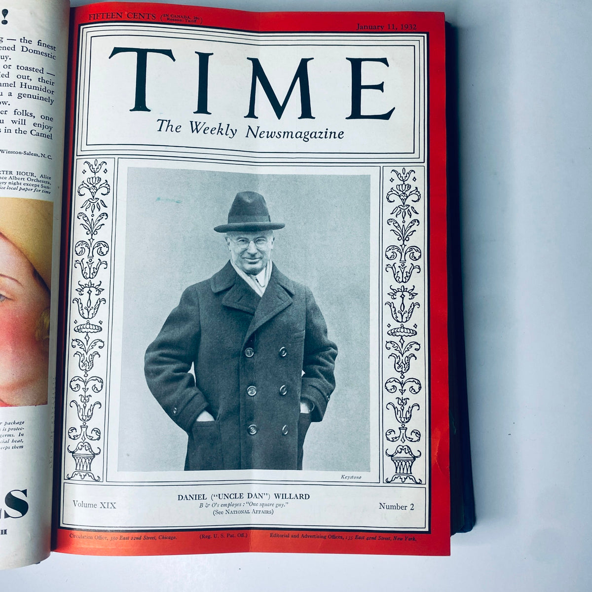 Time Magazine Library Bound January 4-March 28, 1932 - the cover of the January 11, 1932 issue featuring Daniel 'Uncle Dan' Willard, showcasing historical significance.