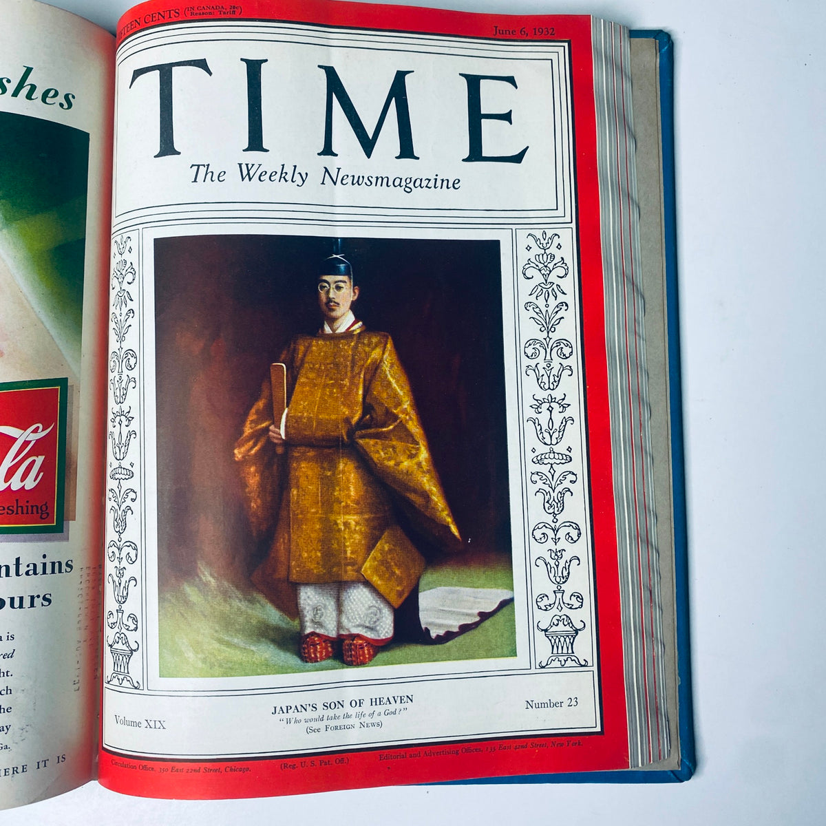 Cover of Time Magazine from June 6, 1932, showcasing Japan's Son of Heaven, reflecting on international affairs of the era.