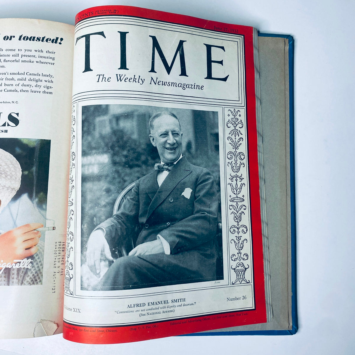 Cover page of Time Magazine Volume from April 4 to June 27, 1932, featuring Alfred Emanuel Smith, during the period of Lindbergh kidnapping.