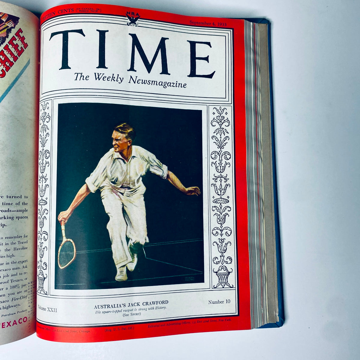 Time Magazine Library Bound July 3-September 25, 1933 Joseph Goebbels GORING presenting the cover from September 4, 1933, featuring Australia's Jack Crawford.